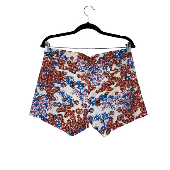 Tracy Negoshian Womens Cotton Mid-Rise Four Pocket Shorts Orange/Blue Sz 8 - Picture 2 of 9